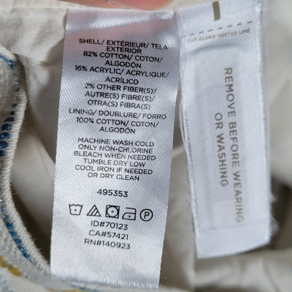 Loft Cream Boucle Yellow Blue Striped Cotton Blend Pencil Skirt - Picture 10 of 10